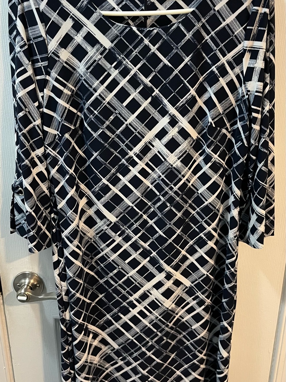 Tommy Hilfiger Black and White 3/4 Sleeve Geometric Designer Dress Size 10